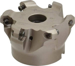 Walter - 3" Cut Diam, 1" Arbor Hole, 4mm Max Depth of Cut, 43° Indexable Chamfer & Angle Face Mill - 6 Inserts, ODM. 0605.., ODH. 0605.. Insert, Series F4080 - USA Tool & Supply