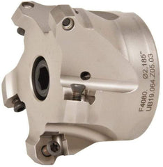 Walter - 4" Cut Diam, 1-1/2" Arbor Hole, 4mm Max Depth of Cut, 43° Indexable Chamfer & Angle Face Mill - 5 Inserts, ODM. 0605.., ODH. 0605.. Insert, Series F4080 - USA Tool & Supply