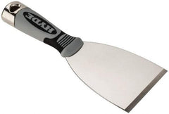 Hyde Tools - Stiff Stainless Steel Putty Scraper - 3" Blade Width x 4" Blade Length, 4-1/4" Long Cushioned Grip Handle - USA Tool & Supply