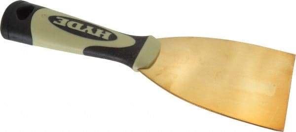 Hyde Tools - Stiff Brass Scraper - 3" Blade Width x 4" Blade Length, 4-1/2" Long Cushioned Grip Handle - USA Tool & Supply