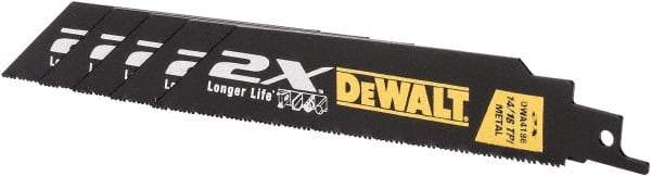 DeWALT - 6" Long x 1" Thick, Bi-Metal Reciprocating Saw Blade - Straight Profile, 14 to 18 TPI, Toothed Edge - USA Tool & Supply