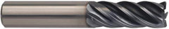 Kennametal - 5/8", 1-1/4" LOC, 5/8" Shank Diam, 3-1/2" OAL, 5 Flute, Solid Carbide Square End Mill - Single End, AlTiN Finish, Spiral Flute, Variable° Helix, Right Hand Cut, Right Hand Flute, Series UCDE - USA Tool & Supply