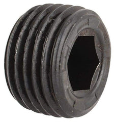 Made in USA - 1/8-27, 1/8" OAL, Alloy Steel Socket Pressure Plug - Uncoated, 7/8" Taper per Foot, 3/16" Hex Key - USA Tool & Supply