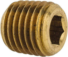 Made in USA - 1/16-27, 1/16" OAL, Brass Socket Pressure Plug - Uncoated, 3/4" Taper per Foot, 5/32" Hex Key - USA Tool & Supply