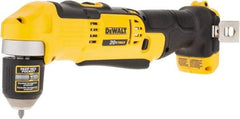 DeWALT - 20 Volt 3/8" Chuck Right Angle Handle Cordless Drill - 0-650 & 0-2000 RPM, Keyless Chuck, Reversible, Lithium-Ion Batteries Not Included - USA Tool & Supply