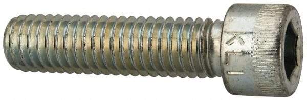 Made in USA - 3/8-16 UNC Hex Socket Drive, Socket Cap Screw - Alloy Steel, Zinc-Plated Finish, Fully Threaded, 1-1/2" Length Under Head - USA Tool & Supply