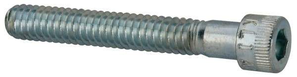 Made in USA - 1/4-20 UNC Hex Socket Drive, Socket Cap Screw - Alloy Steel, Zinc-Plated Finish, Partially Threaded, 1-3/4" Length Under Head - USA Tool & Supply