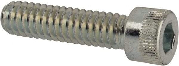 Made in USA - 1/4-20 UNC Hex Socket Drive, Socket Cap Screw - Alloy Steel, Zinc-Plated Finish, Fully Threaded, 1" Length Under Head - USA Tool & Supply