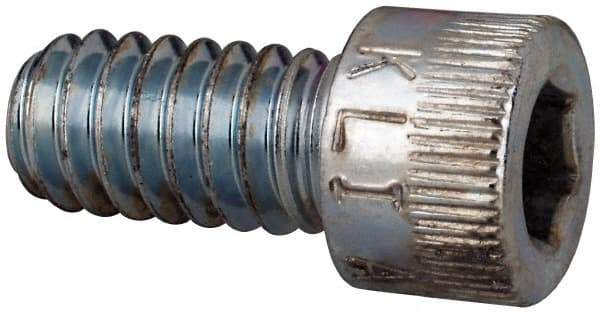 Made in USA - 1/4-20 UNC Hex Socket Drive, Socket Cap Screw - Alloy Steel, Zinc-Plated Finish, Fully Threaded, 1/2" Length Under Head - USA Tool & Supply