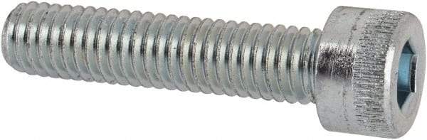 Made in USA - #10-32 UNF Hex Socket Drive, Socket Cap Screw - Alloy Steel, Zinc-Plated Finish, Fully Threaded, 7/8" Length Under Head - USA Tool & Supply