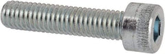 Made in USA - #10-32 UNF Hex Socket Drive, Socket Cap Screw - Alloy Steel, Zinc-Plated Finish, Fully Threaded, 7/8" Length Under Head - USA Tool & Supply