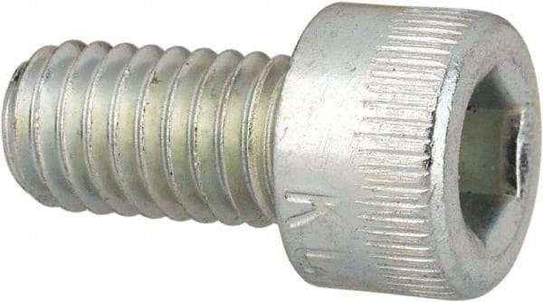 Made in USA - #10-32 UNF Hex Socket Drive, Socket Cap Screw - Alloy Steel, Zinc-Plated Finish, Fully Threaded, 3/8" Length Under Head - USA Tool & Supply