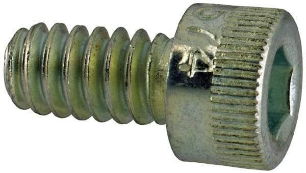 Made in USA - #10-24 UNC Hex Socket Drive, Socket Cap Screw - Alloy Steel, Zinc-Plated Finish, Fully Threaded, 3/8" Length Under Head - USA Tool & Supply