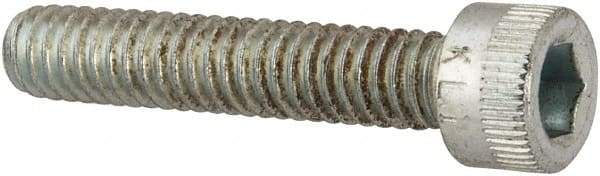 Made in USA - #8-32 UNC Hex Socket Drive, Socket Cap Screw - Alloy Steel, Zinc-Plated Finish, Fully Threaded, 7/8" Length Under Head - USA Tool & Supply