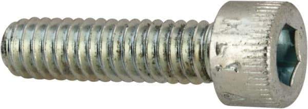 Made in USA - #8-32 UNC Hex Socket Drive, Socket Cap Screw - Alloy Steel, Zinc-Plated Finish, Fully Threaded, 5/8" Length Under Head - USA Tool & Supply