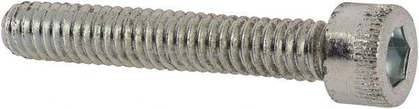 Made in USA - #8-32 UNC Hex Socket Drive, Socket Cap Screw - Alloy Steel, Zinc-Plated Finish, Fully Threaded, 1" Length Under Head - USA Tool & Supply