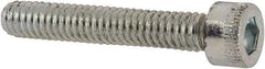 Made in USA - #8-32 UNC Hex Socket Drive, Socket Cap Screw - Alloy Steel, Zinc-Plated Finish, Fully Threaded, 1" Length Under Head - USA Tool & Supply