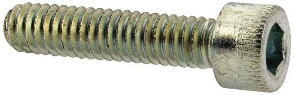 Made in USA - #8-32 UNC Hex Socket Drive, Socket Cap Screw - Alloy Steel, Zinc-Plated Finish, Fully Threaded, 3/4" Length Under Head - USA Tool & Supply