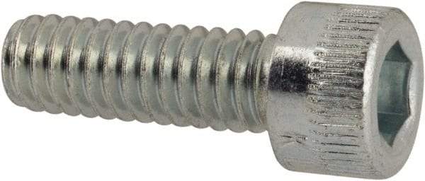 Made in USA - #8-32 UNC Hex Socket Drive, Socket Cap Screw - Alloy Steel, Zinc-Plated Finish, Fully Threaded, 1/2" Length Under Head - USA Tool & Supply