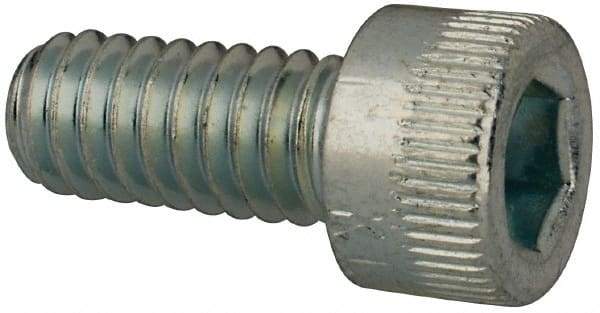 Made in USA - #8-32 UNC Hex Socket Drive, Socket Cap Screw - Alloy Steel, Zinc-Plated Finish, Fully Threaded, 3/8" Length Under Head - USA Tool & Supply