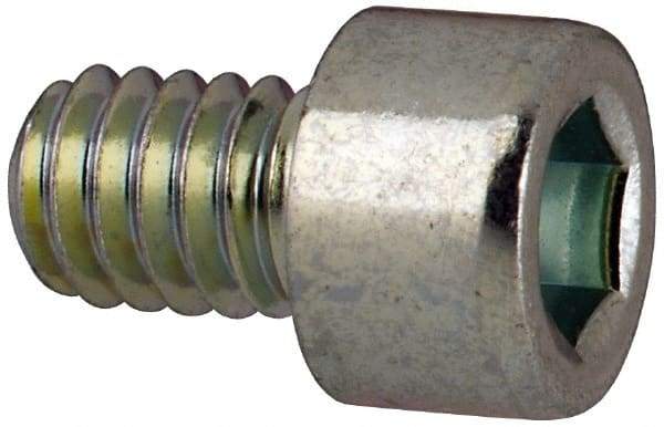 Made in USA - #8-32 UNC Hex Socket Drive, Socket Cap Screw - Alloy Steel, Zinc-Plated Finish, Fully Threaded, 1/4" Length Under Head - USA Tool & Supply