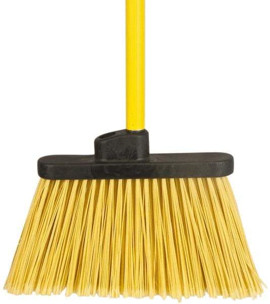 PRO-SOURCE - 12" Wide, Yellow Polypropylene Bristles, 48" Vinyl-Coated Metal Handle, Angled Broom - Flagged - USA Tool & Supply