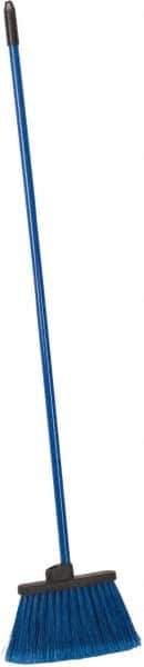 PRO-SOURCE - 12" Wide, Blue Polypropylene Bristles, 46-1/2" Vinyl-Coated Metal Handle, Angled Broom - Flagged - USA Tool & Supply