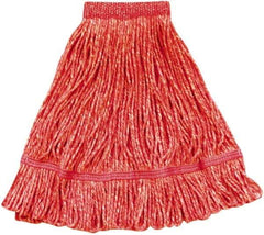 PRO-SOURCE - 5" Red Head Band, Medium Blended Fiber Loop End Mop Head - 2 Ply, Side Loading Connection - USA Tool & Supply