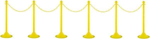 PRO-SAFE - 41" High Plastic Pedestrian Warning Post Kit - 50' Long Rope - USA Tool & Supply