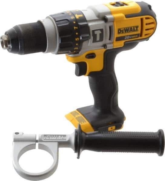 DeWALT - 20 Volt 1/2" Keyless Chuck Cordless Hammer Drill - 0 to 9,775, 0 to 22,950 & 0 to 34,000 BPM, 0 to 575, 0 to 1,350 & 0 to 2,000 RPM, Reversible, Mid-Handle - USA Tool & Supply