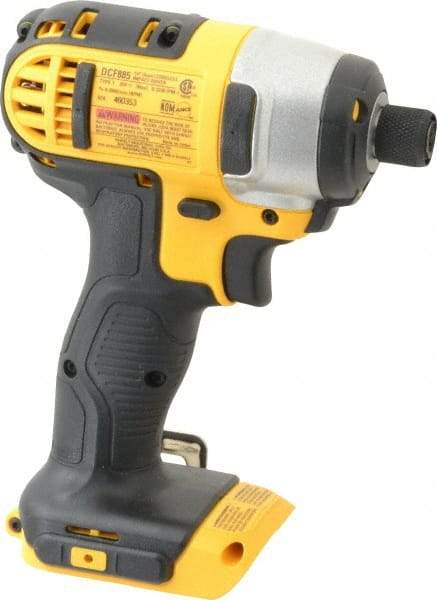 DeWALT - 20 Volt, 1/4" Drive, 117 Ft/Lb Torque, Cordless Impact Driver - Pistol Grip Handle, 2800 RPM, Lithium-Ion, Bare Tool - USA Tool & Supply