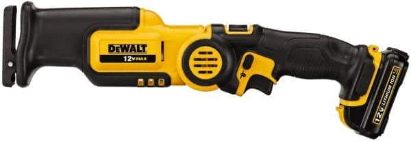 DeWALT - 12V, 0 to 2,700 SPM, Cordless Reciprocating Saw - 9/16" Stroke Length, Lithium-Ion Batteries Included - USA Tool & Supply