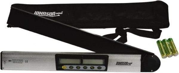 Johnson Level & Tool - 182.5° Measuring Range, Magnetic Base Digital Protractor - 0.10° Resolution, 21 Inch Long Blade, Accuracy Up to 0.10°, (3) AA Batteries Not Included - USA Tool & Supply