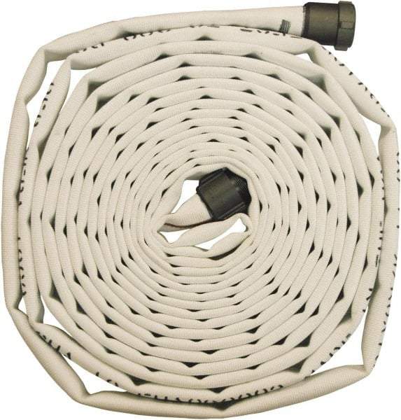 Dixon Valve & Coupling - 1-1/2" ID, 360 Working psi, White Polyester Fire Hose - Male x Female NST (NH) Ends, 25' Long, 1,080 Burst psi - USA Tool & Supply