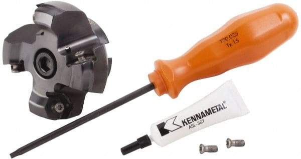 Kennametal - 4 Inserts, 2.746" Cutter Diam, 0.087" Max Depth of Cut, Indexable High-Feed Face Mill - 3/4" Arbor Hole Diam, 1.595" High, KSHR Toolholder, HNGJ 0905.. Inserts, Series Dodeka High-Feed - USA Tool & Supply