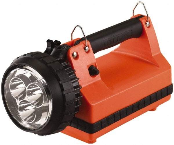 Streamlight - White LED Bulb, 540 Lumens, Spotlight/Lantern Flashlight - Orange Plastic Body, 1 Lead-Acid Battery Included - USA Tool & Supply