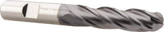 Niagara Cutter - 1/2" Diam, 2" LOC, 4 Flute Cobalt Ball End Mill - TiCN Finish, Single End, 4" OAL, 1/2" Shank Diam, Spiral Flute - USA Tool & Supply