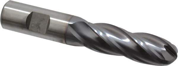 Niagara Cutter - 3/4" Diam, 2-1/4" LOC, 4 Flute Cobalt Ball End Mill - TiCN Finish, Single End, 4-1/2" OAL, 3/4" Shank Diam, Spiral Flute - USA Tool & Supply