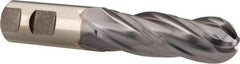 Niagara Cutter - 1" Diam, 3" LOC, 4 Flute Cobalt Ball End Mill - TiCN Finish, Single End, 5-1/2" OAL, 1" Shank Diam, Spiral Flute - USA Tool & Supply