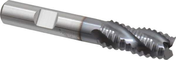 Niagara Cutter - 7/16" Diam, Coarse Pitch, 1" LOC, 4 Flute Cobalt Roughing Square End Mill - TiCN Finish, 2-11/16" OAL, 3/8" Shank Diam, Single End, 30° Helix - USA Tool & Supply