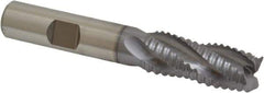 Niagara Cutter - 9/16" Diam, Coarse Pitch, 1-3/8" LOC, 4 Flute Cobalt Roughing Square End Mill - TiCN Finish, 3-3/8" OAL, 1/2" Shank Diam, Single End, 30° Helix - USA Tool & Supply