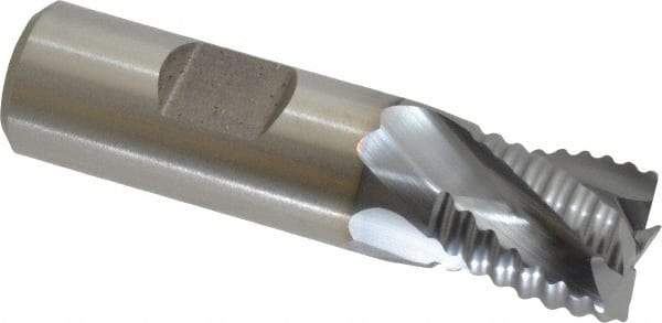 Niagara Cutter - 3/4" Diam, Coarse Pitch, 3/4" LOC, 4 Flute Cobalt Roughing Square End Mill - TiCN Finish, 3" OAL, 3/4" Shank Diam, Single End, 30° Helix - USA Tool & Supply