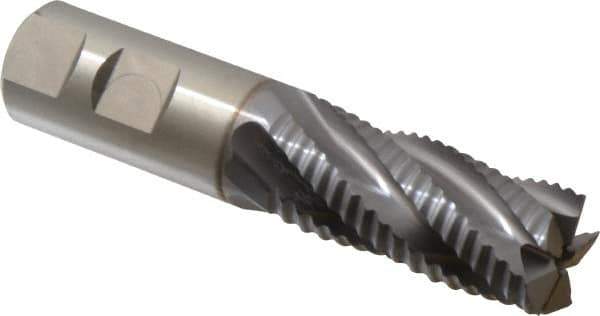 Niagara Cutter - 7/8" Diam, Coarse Pitch, 1-7/8" LOC, 5 Flute Cobalt Roughing Square End Mill - TiCN Finish, 4-1/8" OAL, 7/8" Shank Diam, Single End, 30° Helix - USA Tool & Supply