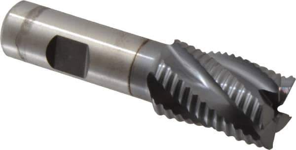 Niagara Cutter - 1" Diam, Coarse Pitch, 1-1/2" LOC, 5 Flute Cobalt Roughing Square End Mill - TiCN Finish, 3-3/4" OAL, 3/4" Shank Diam, Single End, 30° Helix - USA Tool & Supply