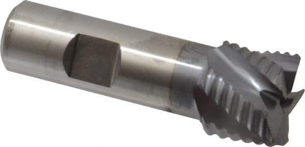 Niagara Cutter - 1" Diam, Coarse Pitch, 3/4" LOC, 5 Flute Cobalt Roughing Square End Mill - TiCN Finish, 3" OAL, 3/4" Shank Diam, Single End, 30° Helix - USA Tool & Supply