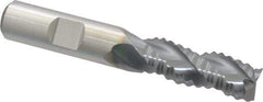 Niagara Cutter - 1/2" Diam, Coarse Pitch, 1-1/4" LOC, 3 Flute Cobalt Roughing Square End Mill - TiCN Finish, 3-1/4" OAL, 1/2" Shank Diam, Single End, Centercutting, 36° Helix - USA Tool & Supply