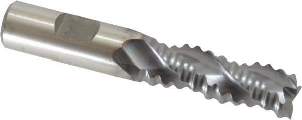 Niagara Cutter - 5/8" Diam, Coarse Pitch, 1-5/8" LOC, 3 Flute Cobalt Roughing Square End Mill - TiCN Finish, 3-3/4" OAL, 5/8" Shank Diam, Single End, Centercutting, 36° Helix - USA Tool & Supply