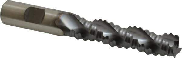 Niagara Cutter - 5/8" Diam, Coarse Pitch, 2-1/2" LOC, 3 Flute Cobalt Roughing Square End Mill - TiCN Finish, 4-5/8" OAL, 5/8" Shank Diam, Single End, Centercutting, 36° Helix - USA Tool & Supply