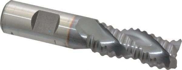 Niagara Cutter - 3/4" Diam, Coarse Pitch, 1-5/8" LOC, 3 Flute Cobalt Roughing Square End Mill - TiCN Finish, 3-7/8" OAL, 3/4" Shank Diam, Single End, Centercutting, 36° Helix - USA Tool & Supply