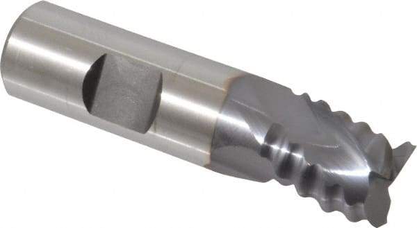 Niagara Cutter - 3/4" Diam, Coarse Pitch, 3/4" LOC, 3 Flute Cobalt Roughing Square End Mill - TiCN Finish, 3" OAL, 3/4" Shank Diam, Single End, Centercutting, 36° Helix - USA Tool & Supply